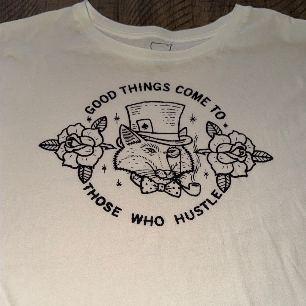 Lucky Brand White Graphic Tee With Tattoo Inspired Design